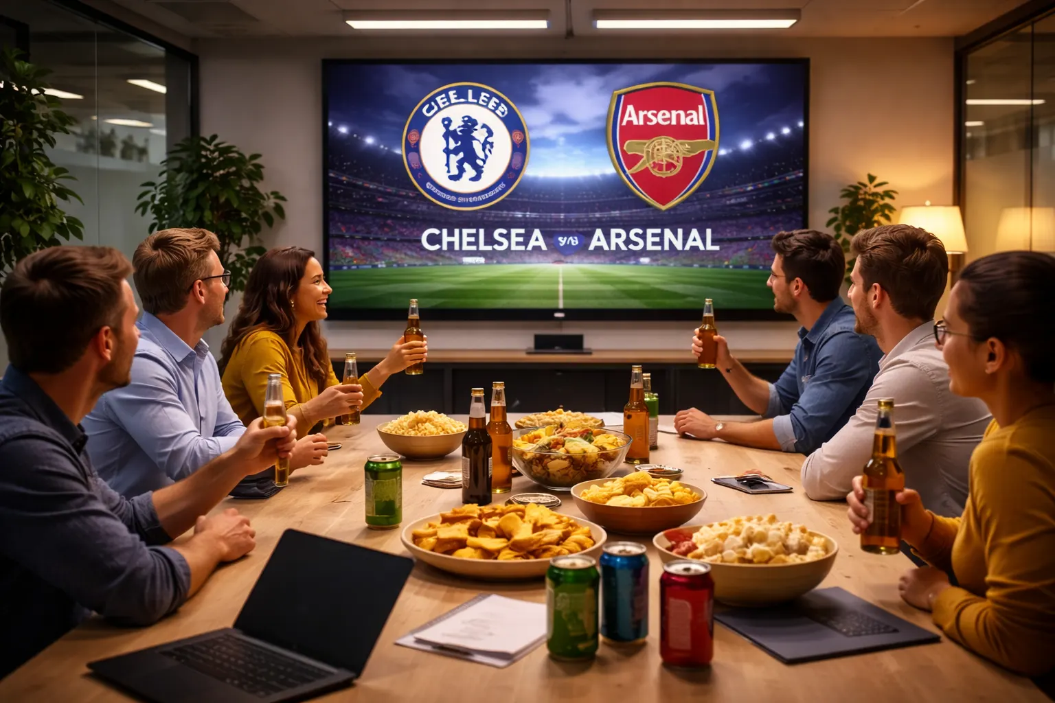 Fotbollskväll på kontoret